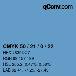 Farbcode: CMYK 50 / 21 / 0 / 22 | qconv.com