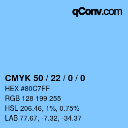 Color code: CMYK 50 / 22 / 0 / 0 | qconv.com