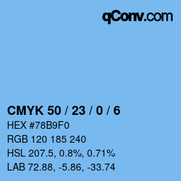 カラーコード: CMYK 50 / 23 / 0 / 6 | qconv.com
