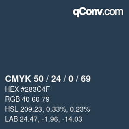 Color code: CMYK 50 / 24 / 0 / 69 | qconv.com