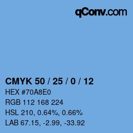 颜色代码: CMYK 50 / 25 / 0 / 12 | qconv.com