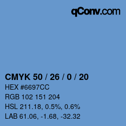 Color code: CMYK 50 / 26 / 0 / 20 | qconv.com