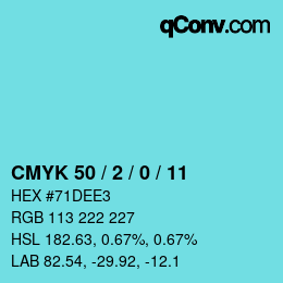 颜色代码: CMYK 50 / 2 / 0 / 11 | qconv.com