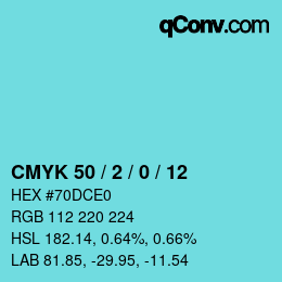 カラーコード: CMYK 50 / 2 / 0 / 12 | qconv.com