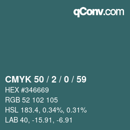 Color code: CMYK 50 / 2 / 0 / 59 | qconv.com