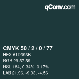 Color code: CMYK 50 / 2 / 0 / 77 | qconv.com