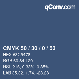 Color code: CMYK 50 / 30 / 0 / 53 | qconv.com