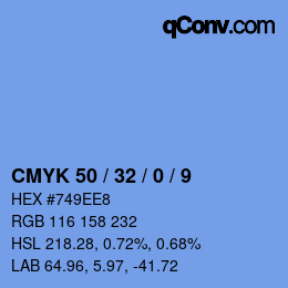 カラーコード: CMYK 50 / 32 / 0 / 9 | qconv.com