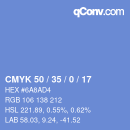 Color code: CMYK 50 / 35 / 0 / 17 | qconv.com