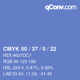 Código de color: CMYK 50 / 37 / 0 / 22 | qconv.com