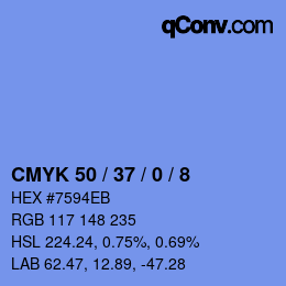 Color code: CMYK 50 / 37 / 0 / 8 | qconv.com