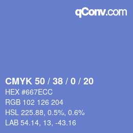 Color code: CMYK 50 / 38 / 0 / 20 | qconv.com