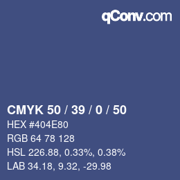 Color code: CMYK 50 / 39 / 0 / 50 | qconv.com