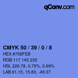 Color code: CMYK 50 / 39 / 0 / 8 | qconv.com