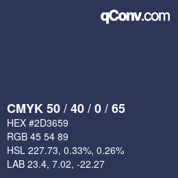 Color code: CMYK 50 / 40 / 0 / 65 | qconv.com