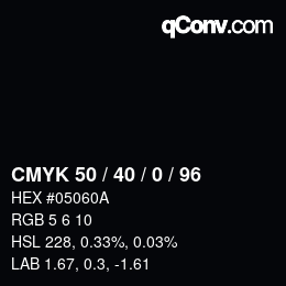 Color code: CMYK 50 / 40 / 0 / 96 | qconv.com