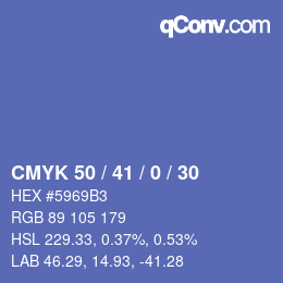 Color code: CMYK 50 / 41 / 0 / 30 | qconv.com