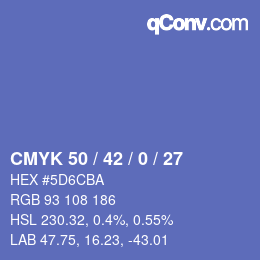 Código de color: CMYK 50 / 42 / 0 / 27 | qconv.com