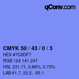 Color code: CMYK 50 / 43 / 0 / 3 | qconv.com