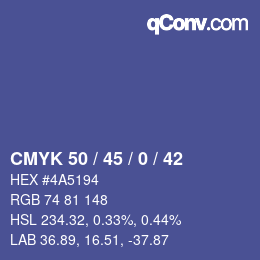 Color code: CMYK 50 / 45 / 0 / 42 | qconv.com