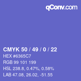 Color code: CMYK 50 / 49 / 0 / 22 | qconv.com