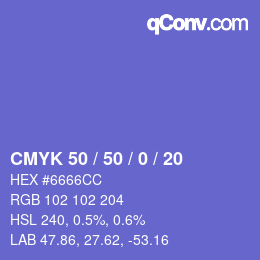 Color code: CMYK 50 / 50 / 0 / 20 | qconv.com