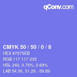 Color code: CMYK 50 / 50 / 0 / 8 | qconv.com