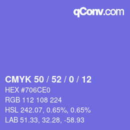 Código de color: CMYK 50 / 52 / 0 / 12 | qconv.com