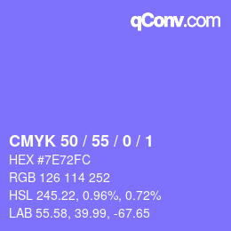 颜色代码: CMYK 50 / 55 / 0 / 1 | qconv.com