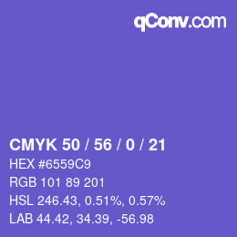 Color code: CMYK 50 / 56 / 0 / 21 | qconv.com