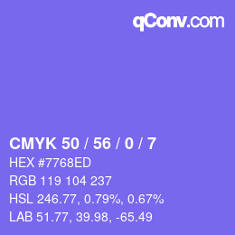 Color code: CMYK 50 / 56 / 0 / 7 | qconv.com