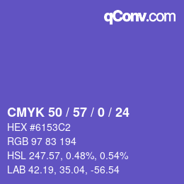 Color code: CMYK 50 / 57 / 0 / 24 | qconv.com