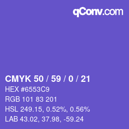 Color code: CMYK 50 / 59 / 0 / 21 | qconv.com