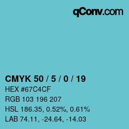 カラーコード: CMYK 50 / 5 / 0 / 19 | qconv.com