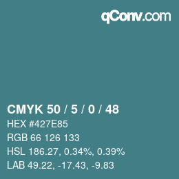 Color code: CMYK 50 / 5 / 0 / 48 | qconv.com