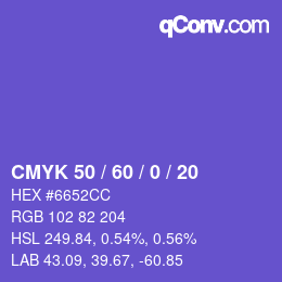 颜色代码: CMYK 50 / 60 / 0 / 20 | qconv.com