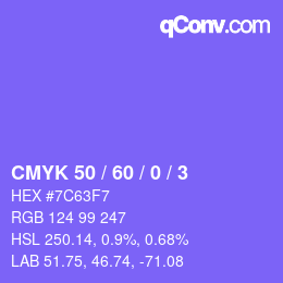 颜色代码: CMYK 50 / 60 / 0 / 3 | qconv.com
