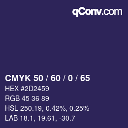 Farbcode: CMYK 50 / 60 / 0 / 65 | qconv.com