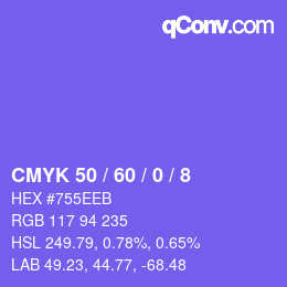 カラーコード: CMYK 50 / 60 / 0 / 8 | qconv.com