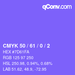 Color code: CMYK 50 / 61 / 0 / 2 | qconv.com