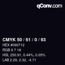 Farbcode: CMYK 50 / 61 / 0 / 93 | qconv.com