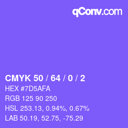 颜色代码: CMYK 50 / 64 / 0 / 2 | qconv.com