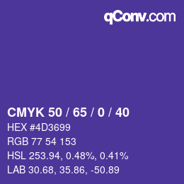 Color code: CMYK 50 / 65 / 0 / 40 | qconv.com