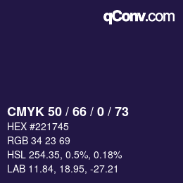 Farbcode: CMYK 50 / 66 / 0 / 73 | qconv.com