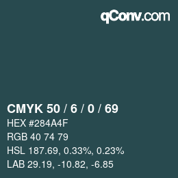 カラーコード: CMYK 50 / 6 / 0 / 69 | qconv.com