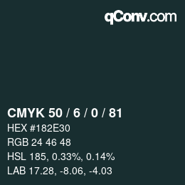 颜色代码: CMYK 50 / 6 / 0 / 81 | qconv.com