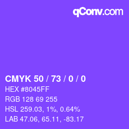 Color code: CMYK 50 / 73 / 0 / 0 | qconv.com