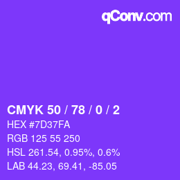 Color code: CMYK 50 / 78 / 0 / 2 | qconv.com