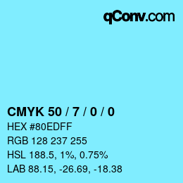颜色代码: CMYK 50 / 7 / 0 / 0 | qconv.com