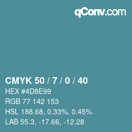 Color code: CMYK 50 / 7 / 0 / 40 | qconv.com